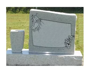 Georgia Gray Headstone Cemetery Marker Carve Praying Hands Sunrays **incl Vase** • $1295