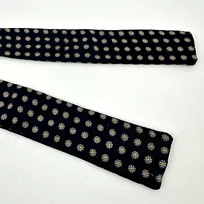 VTG Brooks Brothers Mens Silk 1.75  Bowtie Bow Tie Navy Blue Flowers Geometric • $29.99