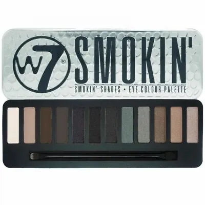 W7 SMOKIN' Shades Eyeshadow Palette - 12 SHADES OF SMOKY GREYS BROWNS & NUDES • £5.95