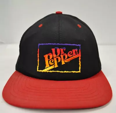 VTG Dr. Pepper Embroidered 90 Rainbow Black HAT Cap Snapback Made In USA • $23