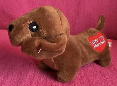 Snugglers Dachshund “Love You Sausage” Dog Brown Soft Plush Toy Small 4” X 6.5” • £8.99