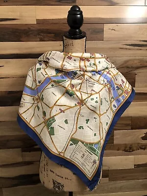 VINTAGE By TASARAM 100% SILK SCARF LONDON City Map 34”X 34” • $69.99