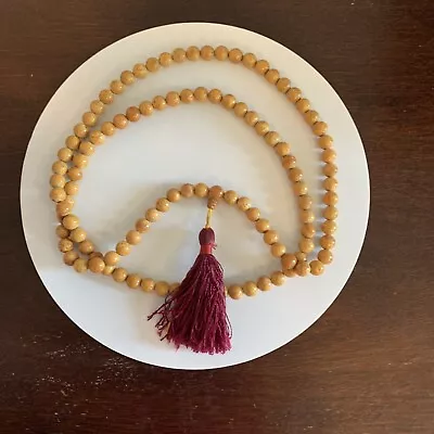 Sandalwood 108 Bead Mala Necklace - 8.5 Mm Prayer Beads - Mantra Chant Beads • $11.50