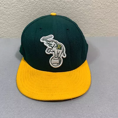 Oakland A's Hat Cap Mens 7 1/2 Green Elephant MLB Baseblall New Era 59Fifty • $17.48