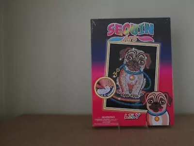 SEQUIN ART Lily The Pug Dog Sparkling Craft Art Kit *New Sealed Box • $30.29