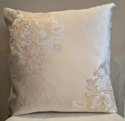 Beige Embossed Embroidery Cream Golden Big Damask Cushion Covers 18x18  45x45cm • £4.99