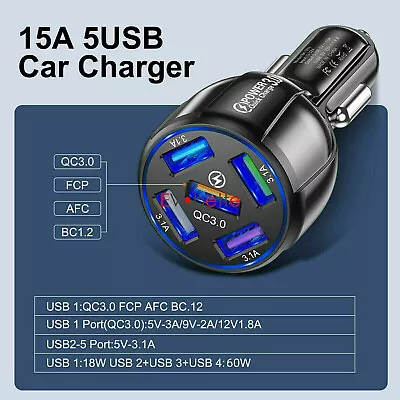 USA Multi 5-Port USB Car Charger Quick Charge Adapter For Samsung IPhone • $6.78