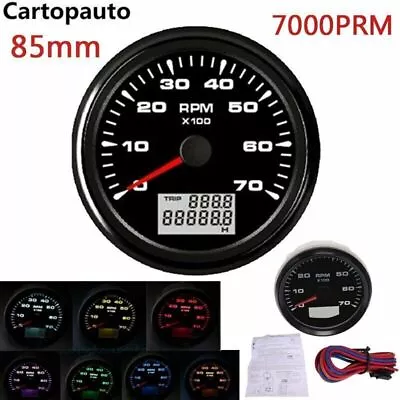 85mm Black Tachometer Tacho Gauge 0-7000RPM Waterproof For Marine Boat Car Truck • $39.47