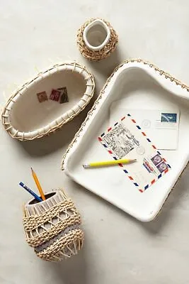 $59.99 • Buy Anthropologie Braided Rattan Desk Collection Tray 