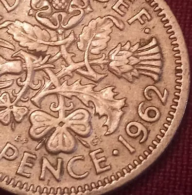 £0.99 • Buy 1962 Six Pence 6d Coin, Lucky Sixpence Tanner Tudor Rose Thistle Leek Shamrock A
