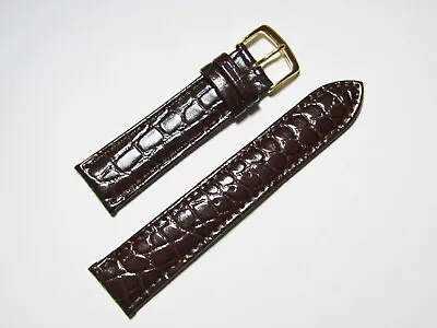 18mm Hadley-Roma Crocodile Embossed Brown Leather Watch Band Strap MS717 • $18.66