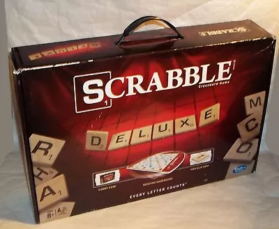 Scrabble Deluxe - Rotating Board In Carry Case 2014 Ed. Complete • $18.99