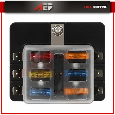 Automotive 6 Way Car Boat Fuse Box Block Holder Panel With LED Warning Indicator • $11.49