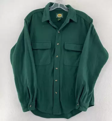 Cabela's Outdoor Men's Shirt Size L Gear Polartec Micro Fleece Button Up Green • $19.99