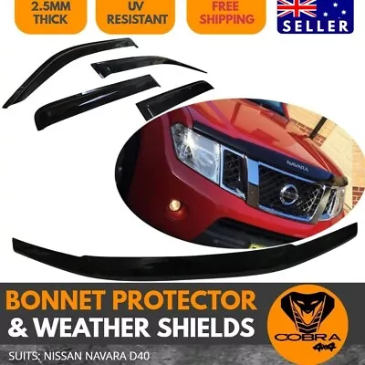 Bonnet Protector For Navara D40 Weather Shield Black Tinted Visor 2005 - 2010 • $129