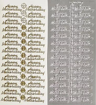 HAPPY MOTHERS DAY (Style 2) PEEL OFF STICKERS Script Flowers Mum  Mother's • £1.23