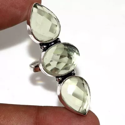 925 Silver Plated-Peridot Ethnic Gemstone Handmade Ring Jewelry US Size-5.5 MJ • $2.99