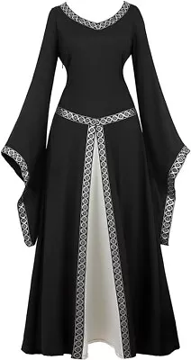 Renaissance Costume Medieval/Irish/Victorian/Witch Gown/Dress Cosplay~Black  M • $28