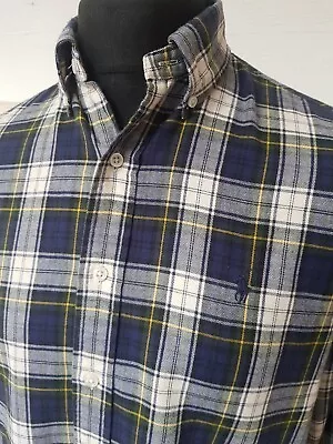 Mens Ralph Lauren Blue/Green Tartan Check Shirt Size Medium Lovely Condition... • £12.50