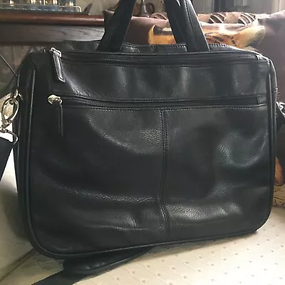 Enzorossi Black Leather Satchel Laptop Shoulder Bag • $48