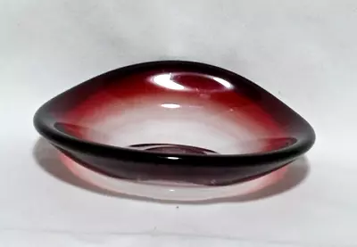 MCM Beautiful Not Perfect Swedish Vicke Lindstrand Kosta LH1003 Red Crystal Dish • $35