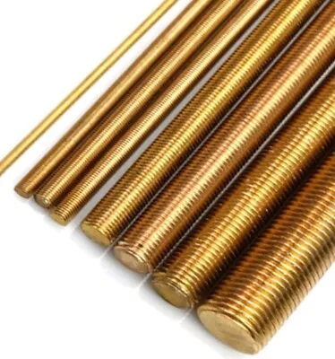 1 Meter Solid Brass Threaded Rod Bar Studding Allthread M4 M5 M6 M8 M10 M12 • £14.14