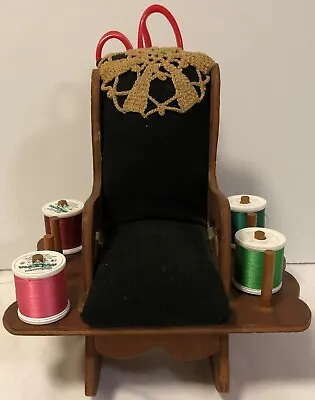 Wood Sewing Notions Chair  Wooden Rocker Holder For Scissors Threadpins Etc. • $57