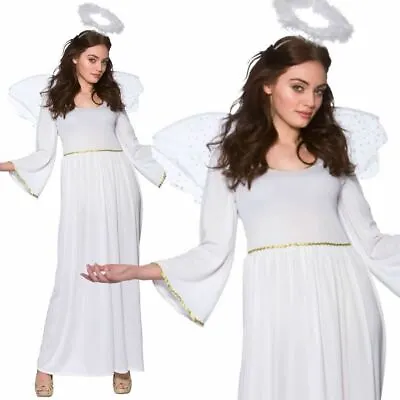 £19.99 • Buy Angel Ladies Nativity Play Christmas Fancy Dress Costume & Wings OS, PS