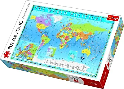 £11.99 • Buy Trefl 2000 Piece Adult Large Political Map Of The World Floor Jigsaw Puzzle NEW