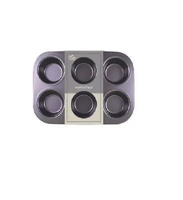 6 Cup Non Stick Muffin Tin Baking Tray Mould Cupcake Buns Yorkshire Pudding • £7.37