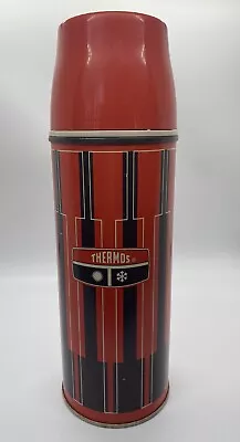 Vintage Red Black Plaid Striped Thermos King Seeley Quart Size Metal 1971 • $9.99