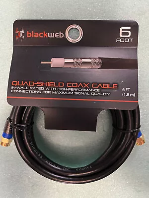 Blackweb 6ft Quad-Shield Coax Cable-Black • $9.99