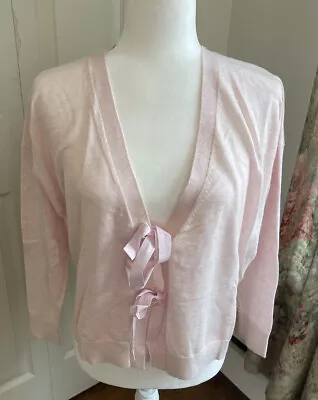 NWOT J Crew Womens Ballet Pink Bow Tie Front Merino Cardigan Sweater Medium • $31