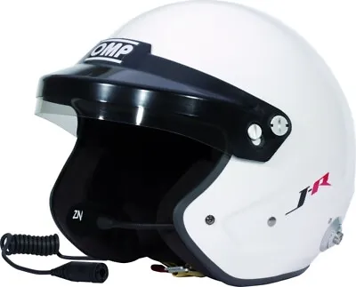 OMP J-Rally Open Face Helmet White S-XL Intercom FHR/HANS FIA8859-2015 Approved • £272.99