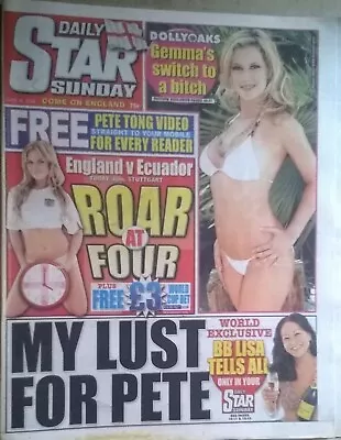 DAILY STAR 25 June 2006 - Michelle Bass (Page 3) Gemma Bissix Big Brother • £3.99