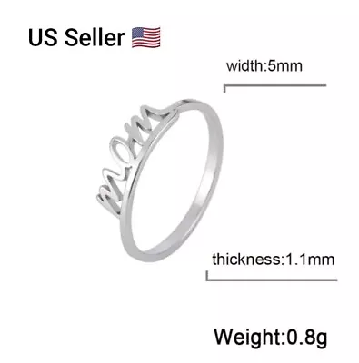 New Letter Mom Ring Women's Stainless Steel Minimalist Finger Rings Mother's Day • $5.99