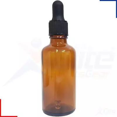 50ml Amber Glass Pipette Dropper Oils Aromatherapy Eye Drops Bottle • £2.95