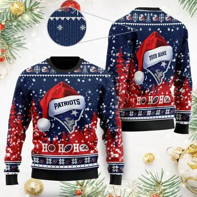 New England Patriots Symbol Wearing Santa Claus Hat Unisex Knitted Sweater. • £40.53