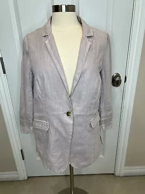 MARRAKECH Anthropologie Women's Linen Lined Lilac Purple Casual Blazer Jacket M • $31.50