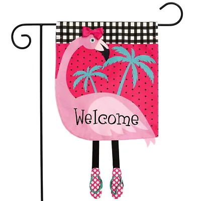 Fancy Flamingo Summer Burlap Garden Flag Welcome 12.5  X 18  Briarwood Lane • $11.99