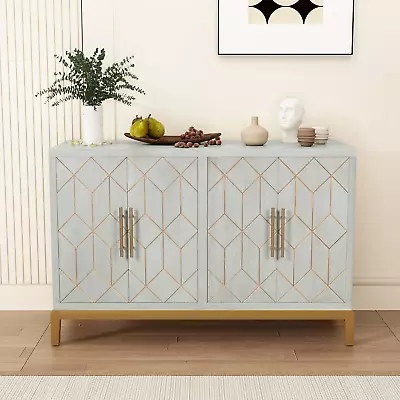 HLR 48  Accent Cabinet With 4 Doors And Shelves Modern Credenza Storage Cabinet • $275.49