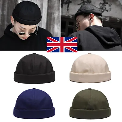 Men Women Casual Docker Sailor Brimless Solid Color Skullcap Hat Cap Hip Hop UK • £5.51