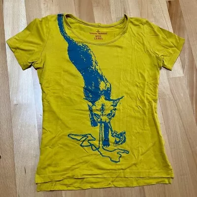 Vivienne Westwood RED LABEL T-Shirt Size M Yellow Cat Short Sleeve Used • $130.90