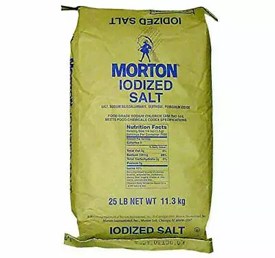 Morton Iodized Table Salt Bulk 25 Lb. (11.3 Kg) Bag • $44.95