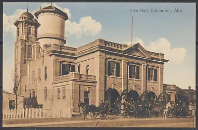 1900s Canada ~ Edmonton Alta. ~ Fire Hall ~ Horse-Drawn Equipment Crew ~ Olive • $14.54