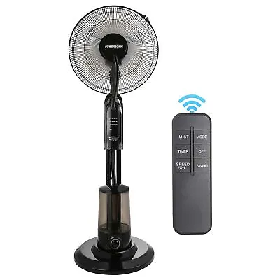 £76.45 • Buy Misting Spray Pedestal Fan Humidifier Oscillating Tilt 3 Speed Black Powersonic