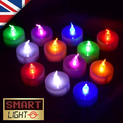 SmartLight Flameless Flickering & Steady Battery LED Tea Light Candles Tealig... • £6.99