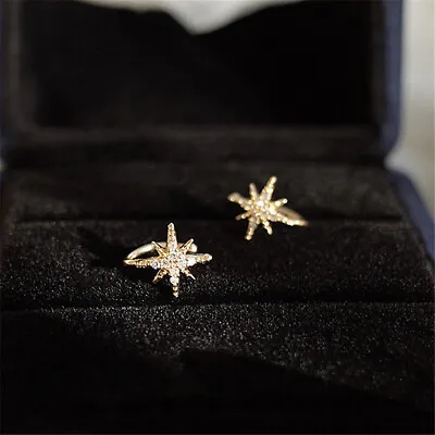 925 Sterling Silver Plated North Star Ear Cuff Non-Piercing Earrings • £4.99