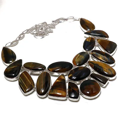 Iron Tiger's Eye Gemstone Handmade Valentine Gift Necklace Jewelry 18  SR 5013 • $15.99