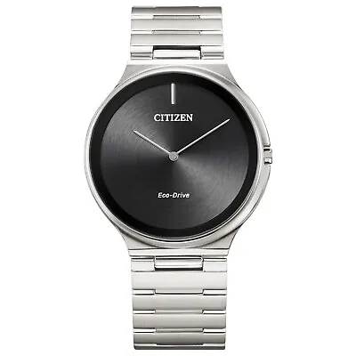 Citizen Stiletto Eco-Drive Men's Black Dial Silver Tone Watch 39MM AR3110-52E • $137.99